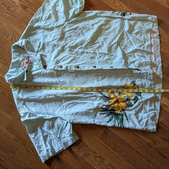 Caribbean‎ Joe Large Light Blue Floral Short Sleeve Button Down Hawaiian Shirt - Picture 5 of 7